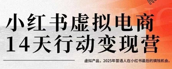 小红书虚拟电商14天变现训练营，虚拟产品，2025年普通人在小红书最后的搞钱机会（更新）网创-网赚-兼职-副业天辰网创