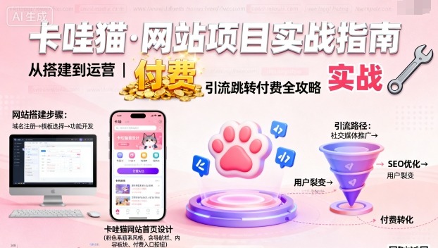 卡哇猫·网站项目，网站搭建与运营以及引流跳转付费网创-网赚-兼职-副业天辰网创