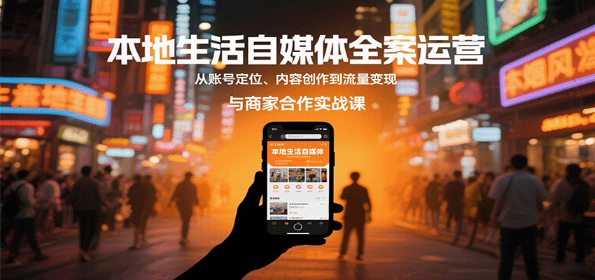 本地生活自媒体全案运营，从账号定位、内容创作到流量变现与商家合作实战课网创-网赚-兼职-副业天辰网创