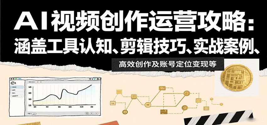 AI视频创作运营攻略：涵盖工具认知、剪辑技巧、实战案例、高效创作及账号定位变现等网创-网赚-兼职-副业天辰网创