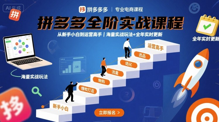 拼多多全阶实战课程，从新手小白到运营高手，海量实战玩法+全年实时更新【2025年9月更新】网创-网赚-兼职-副业天辰网创