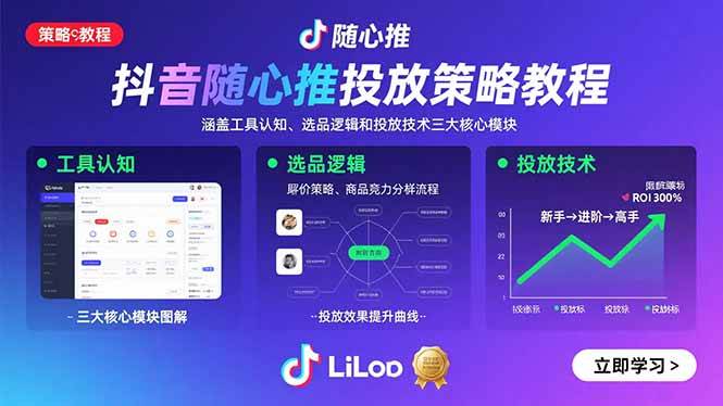 （15828期）抖音随心推投放策略教程：涵盖工具认知、选品逻辑和投放技术三大核心模块网创-网赚-兼职-副业天辰网创