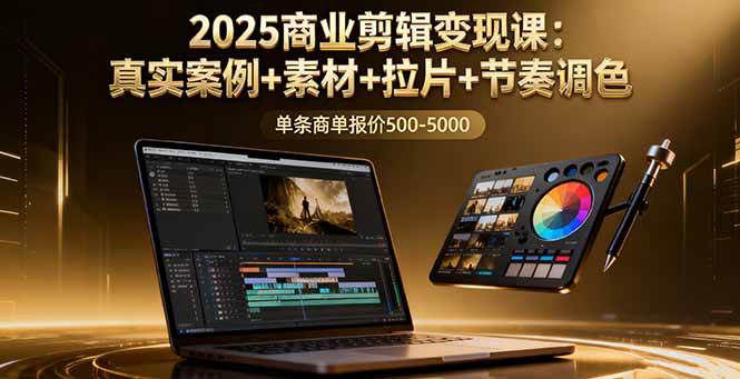 （16130期）2025商业剪辑变现课：真实案例+素材+拉片+节奏调色，单条商单报价500-5000网创-网赚-兼职-副业天辰网创