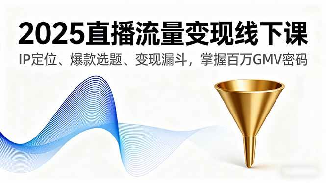 （16062期）2025直播流量变现线下课，IP定位、爆款选题、变现漏斗，掌握百万GMV密码网创-网赚-兼职-副业天辰网创