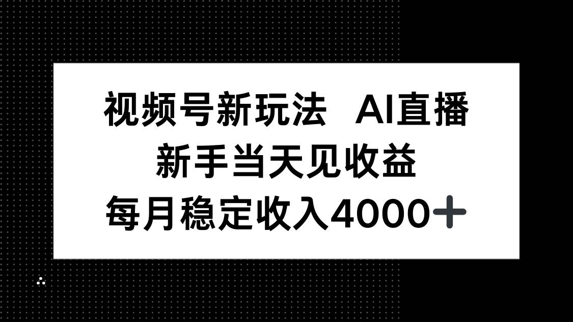 （16080期）视频号新玩法AI直播，新手小白当天见收益，月入4000+网创-网赚-兼职-副业天辰网创